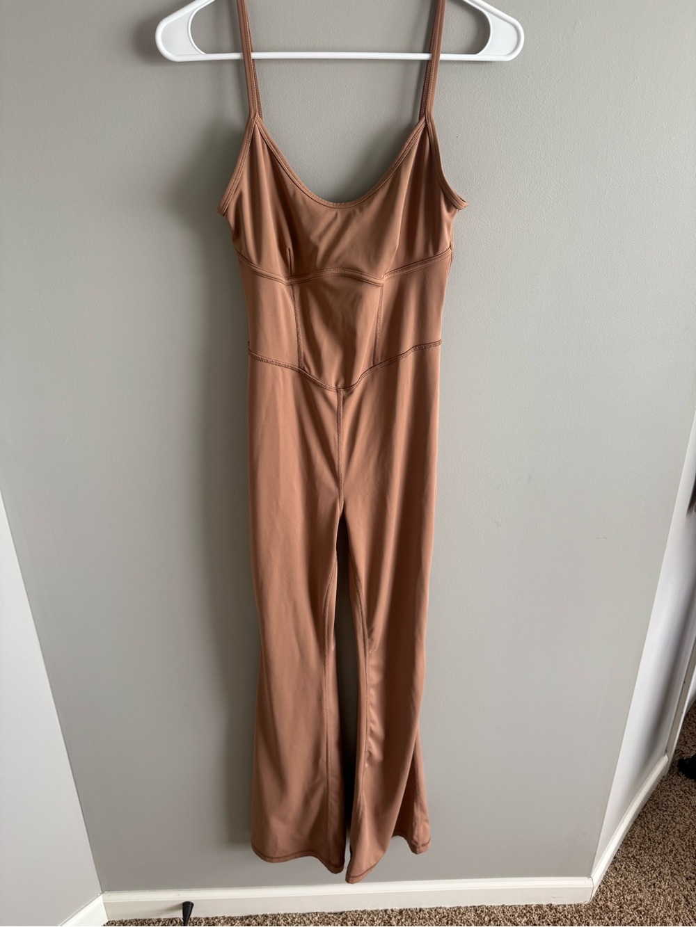 Joy Lab Women's Spaghetti Strap Wide-Leg Jumpsuit in Warm Tan